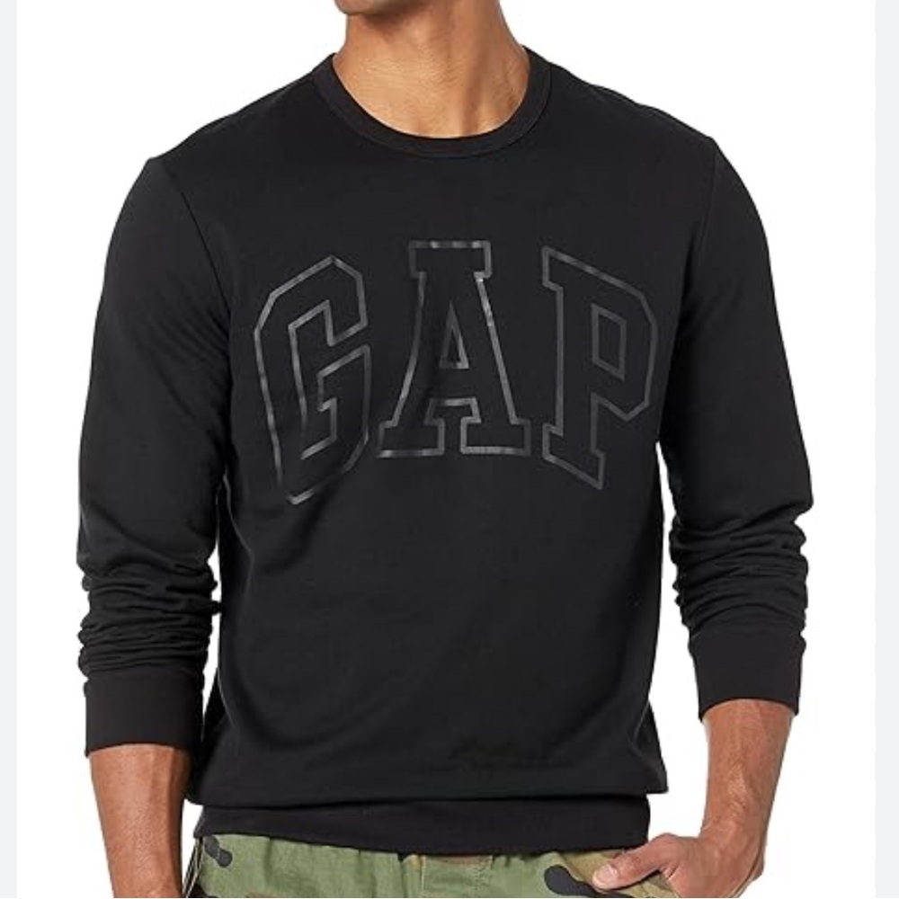 GAP Men's Logo Crewneck Fleece Sweatshirt Black Size Small
